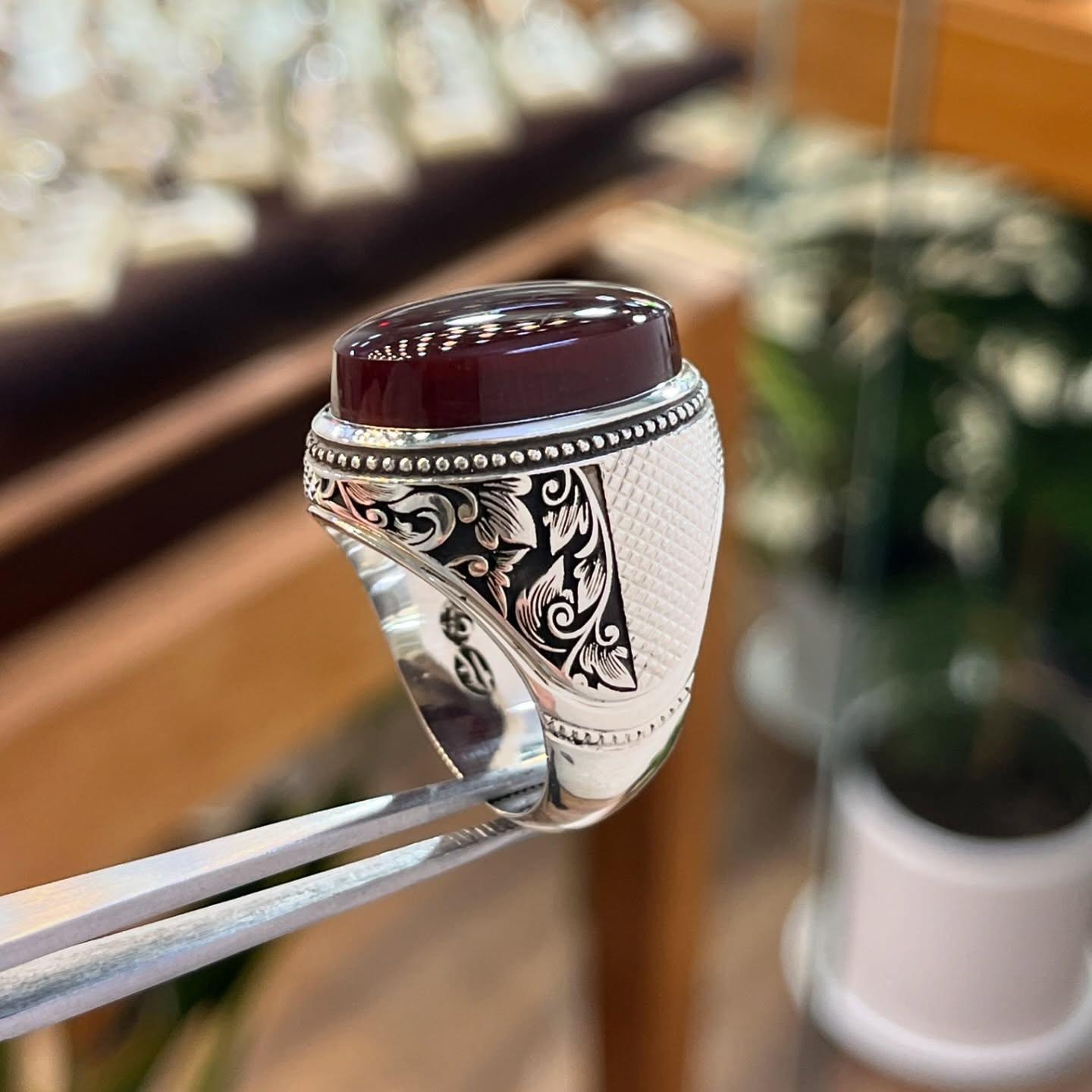 RED GEM SILVER RING